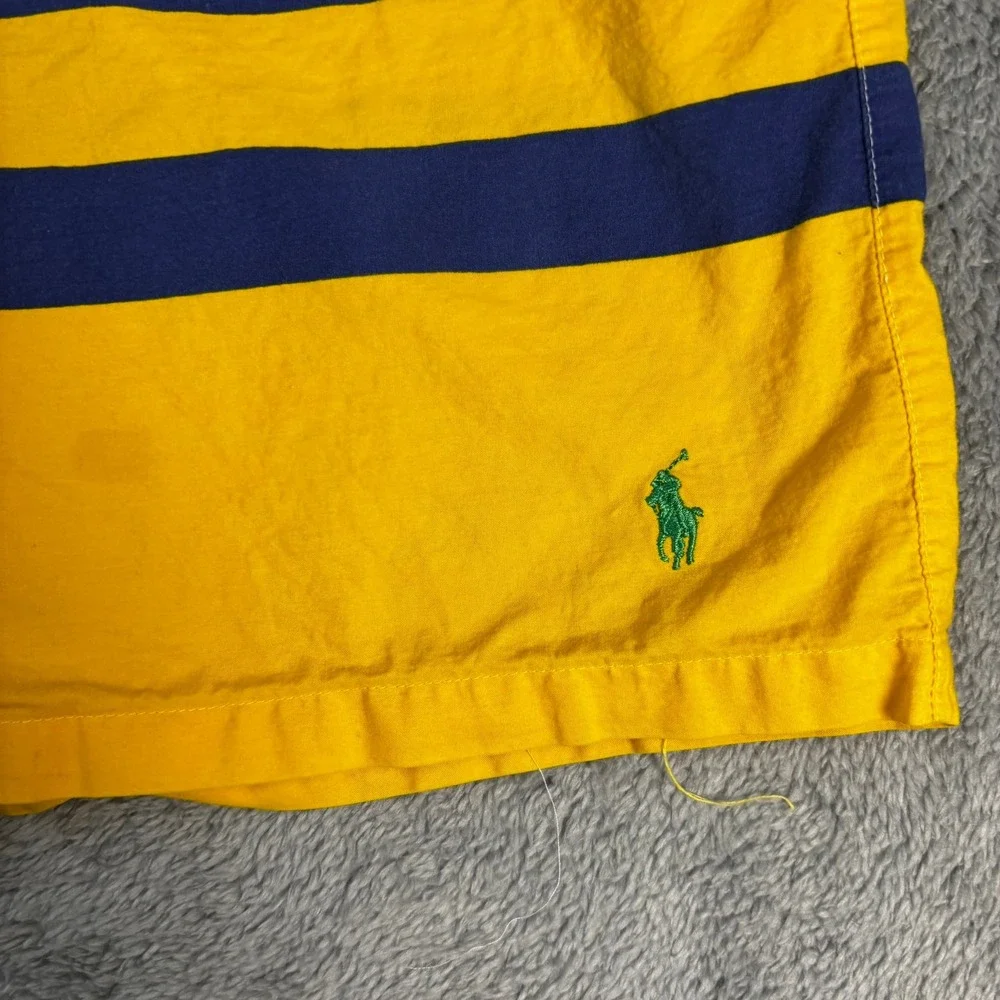 Vintage Polo Ralph Lauren Mens XL Striped Swim Trunks Yellow Blue Red USA Made